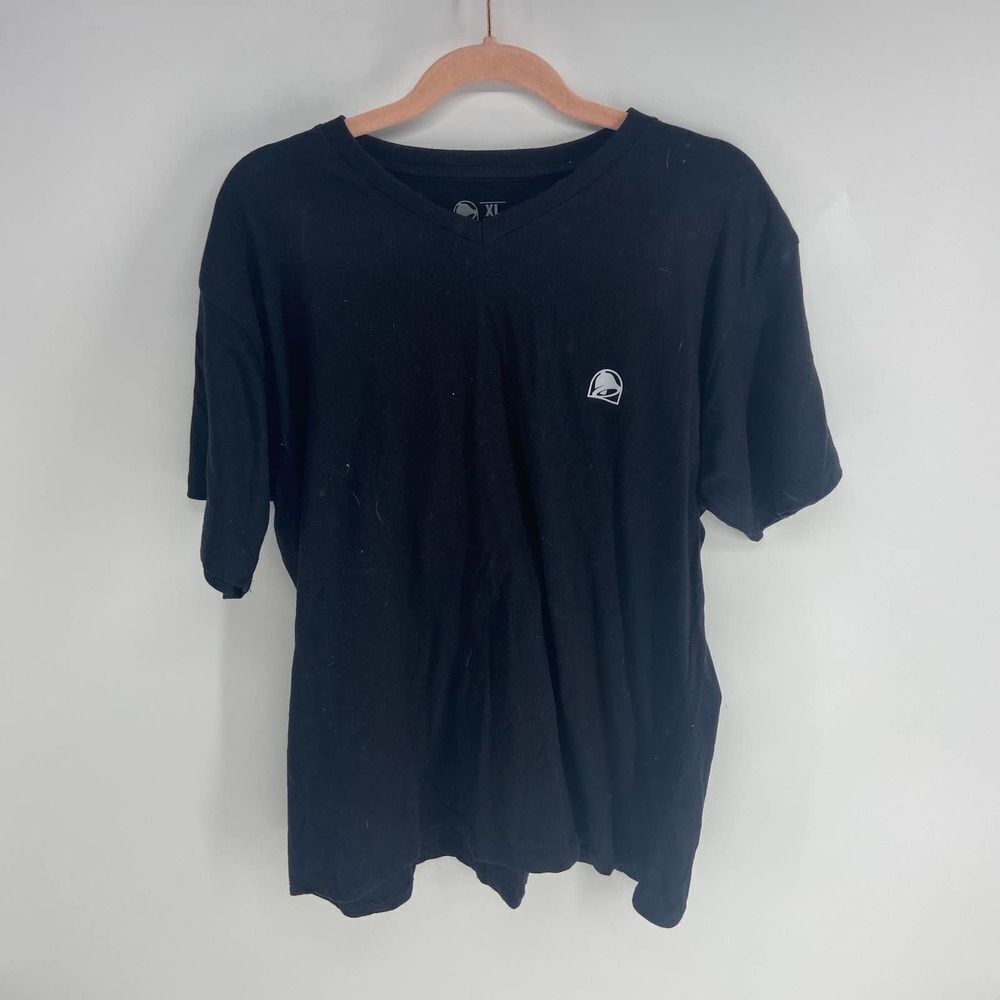 Taco Bell Logo Abstract Graphic Black Crew neck Short Sleeve T Shirt Womens XL